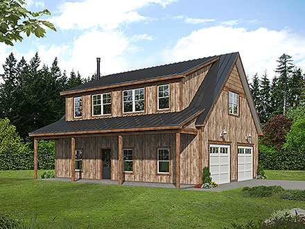 Garage-Living Plan 81586 Elevation