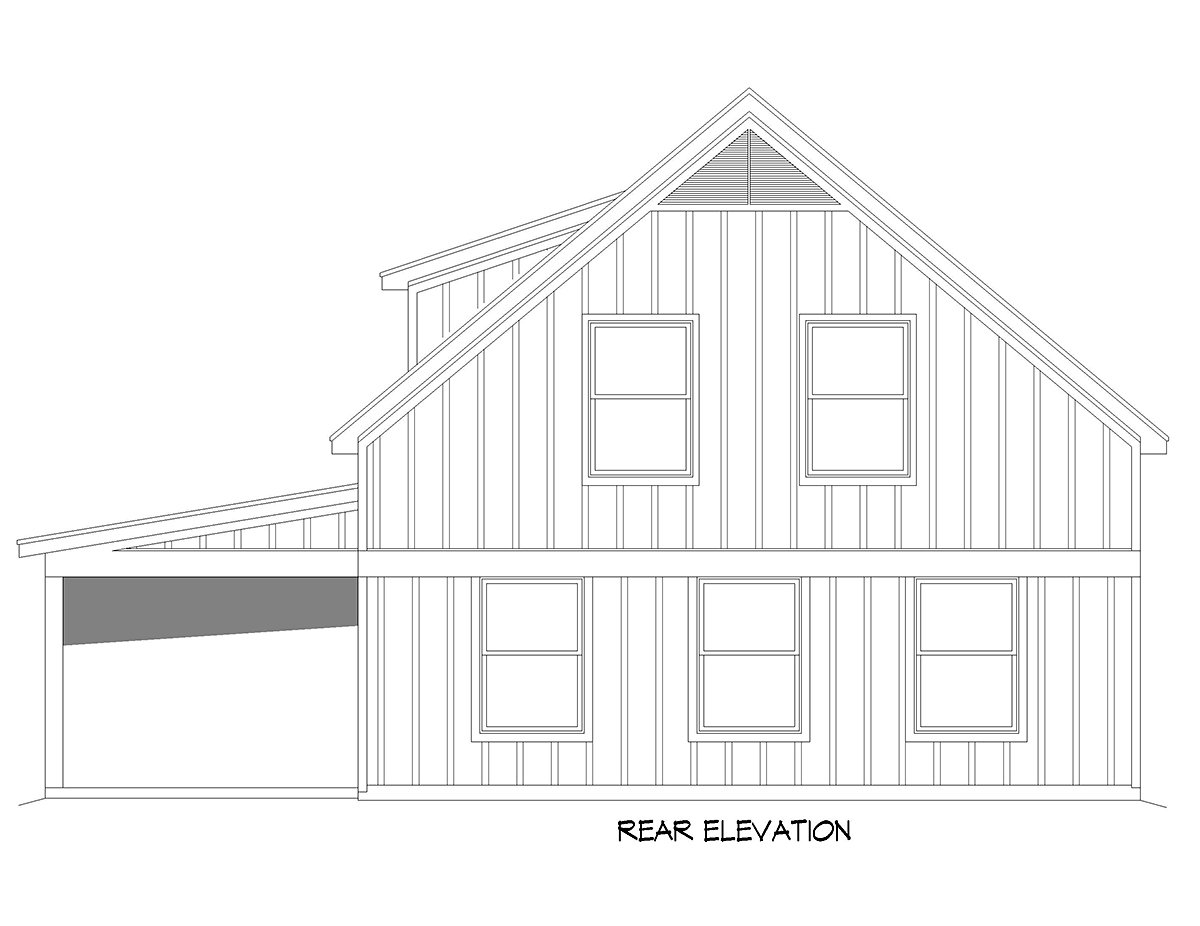 Country Farmhouse Traditional Rear Elevation of Plan 81589