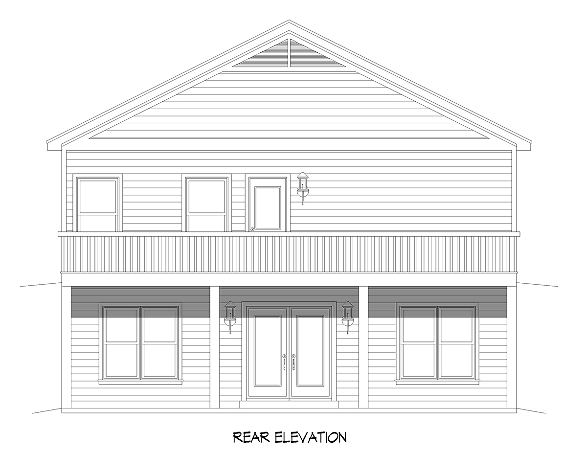 Country Farmhouse Traditional Rear Elevation of Plan 81591
