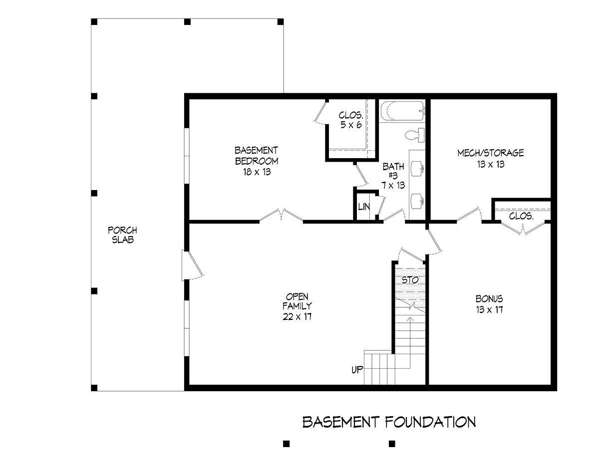 Cabin Country Prairie Style Ranch Traditional Lower Level of Plan 81592