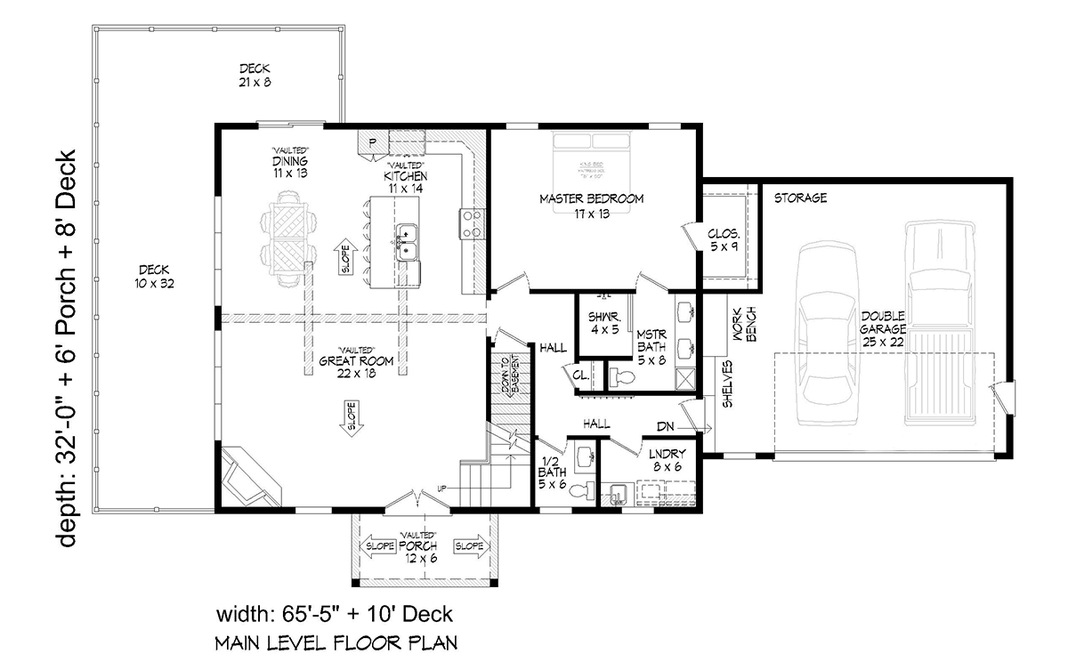 Cabin Country Prairie Style Ranch Traditional Level One of Plan 81592