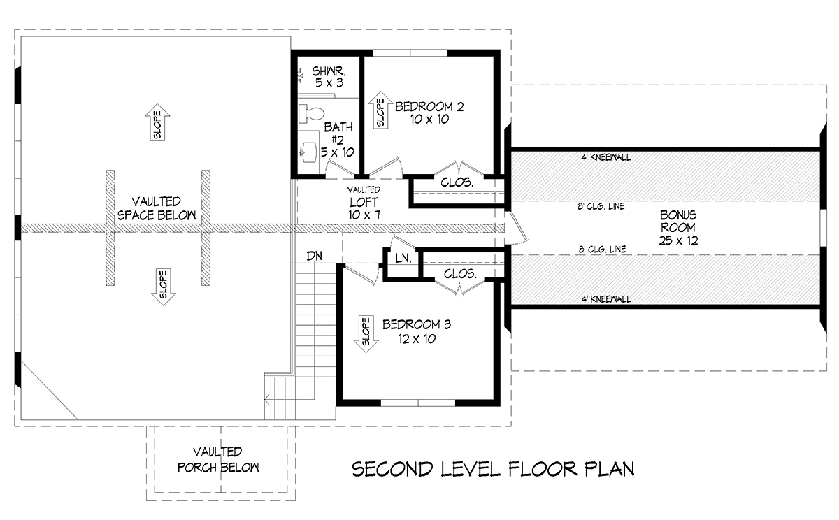 Cabin Country Prairie Style Ranch Traditional Level Two of Plan 81592