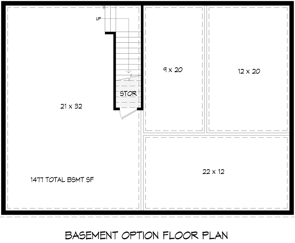 Cabin Country Ranch Traditional Lower Level of Plan 81593