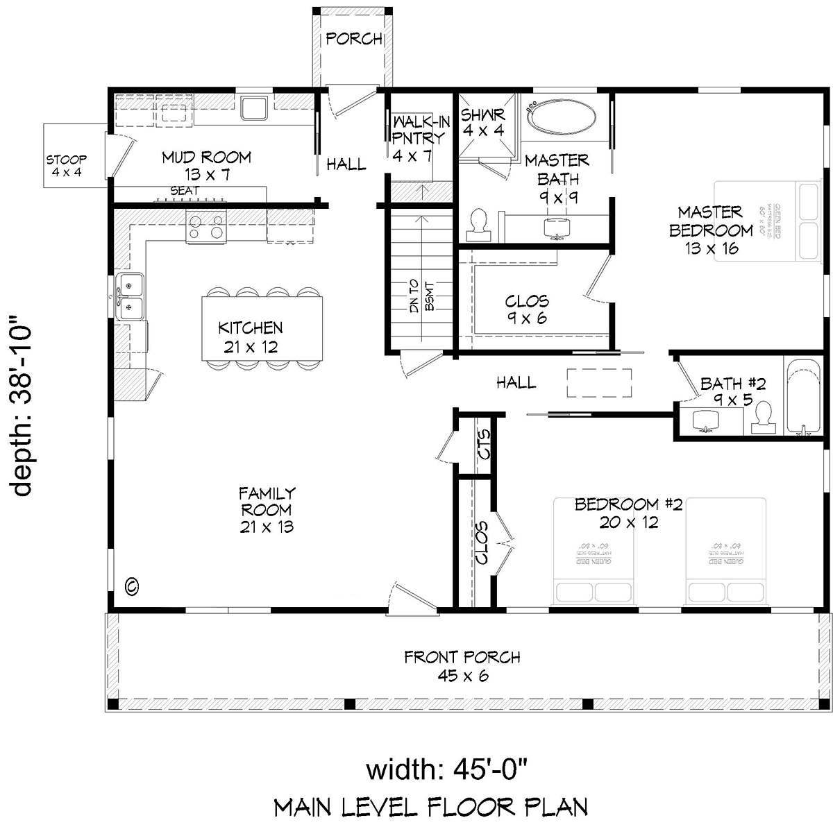 Cabin Country Ranch Traditional Alternate Level One of Plan 81593