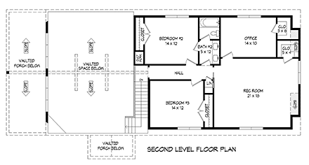 House Plan 81594 Second Level Plan