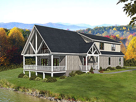 Cabin Country Prairie Style Ranch Traditional Elevation of Plan 81594