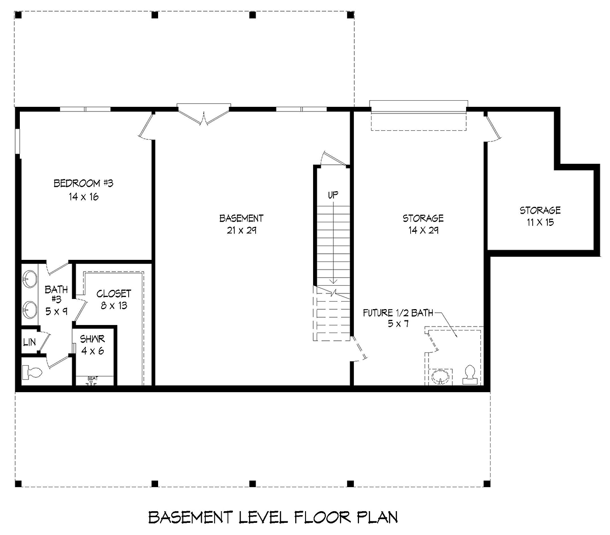 Country Farmhouse Traditional Lower Level of Plan 81595
