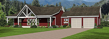 Country Farmhouse Traditional Elevation of Plan 81595