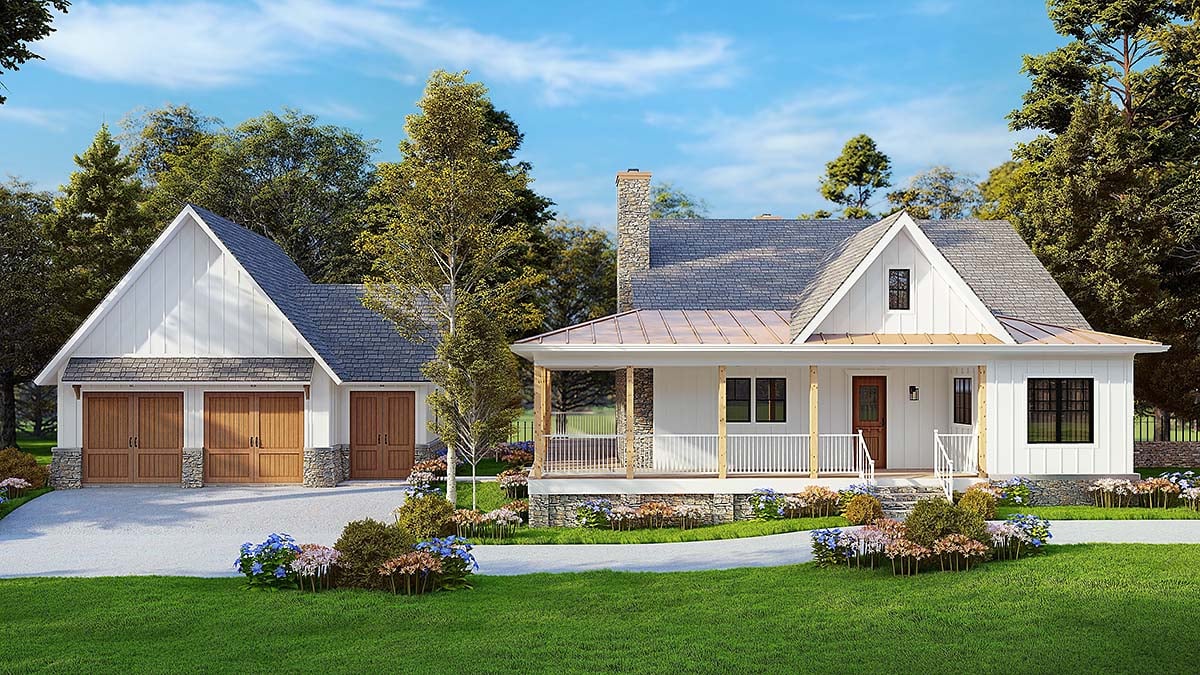 Cottage, Craftsman, Farmhouse Plan with 2241 Sq. Ft., 3 Bedrooms, 2 Bathrooms, 2 Car Garage Elevation