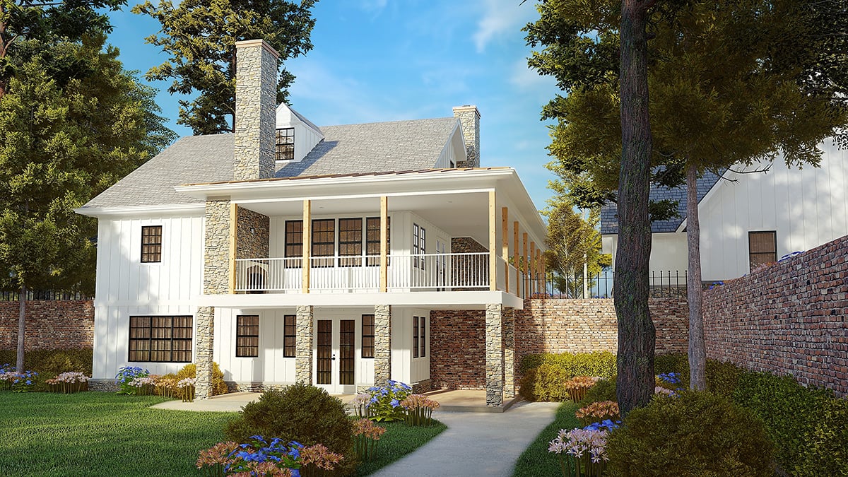 Cottage, Craftsman, Farmhouse Plan with 2241 Sq. Ft., 3 Bedrooms, 2 Bathrooms, 2 Car Garage Rear Elevation