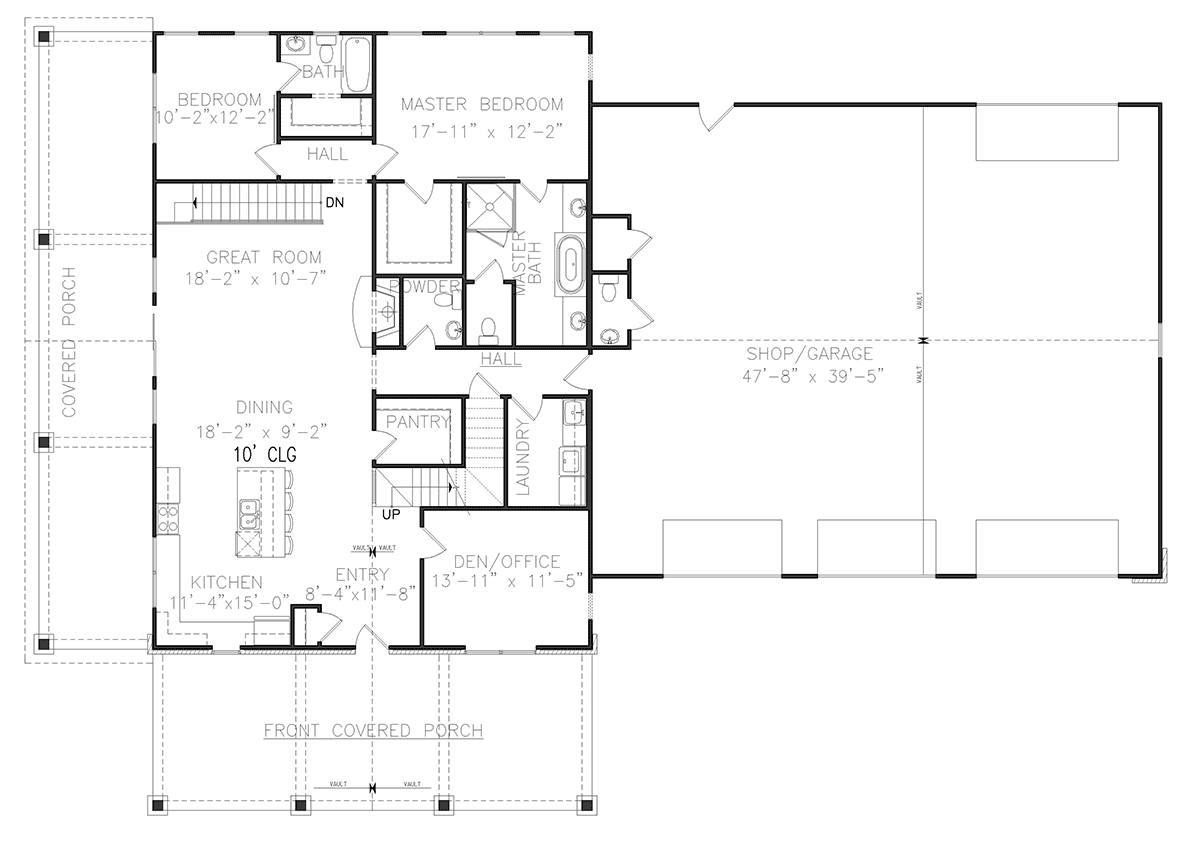 Barndominium Craftsman Level One of Plan 81601