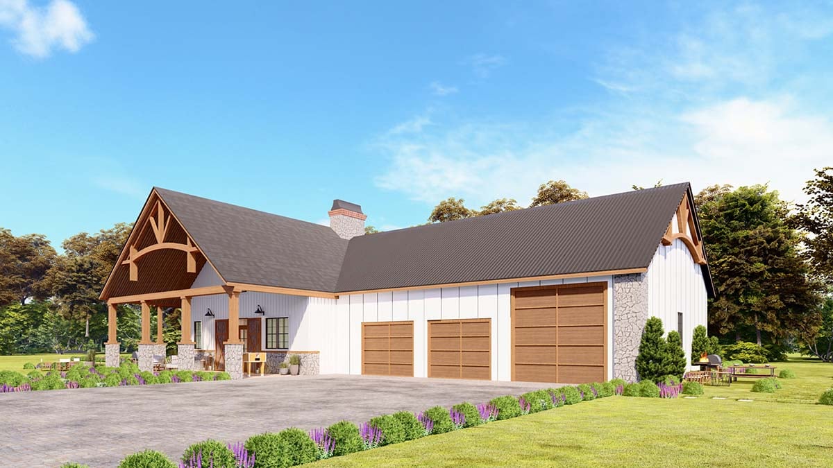 Barndominium, Craftsman Plan with 2717 Sq. Ft., 3 Bedrooms, 4 Bathrooms, 3 Car Garage Picture 2