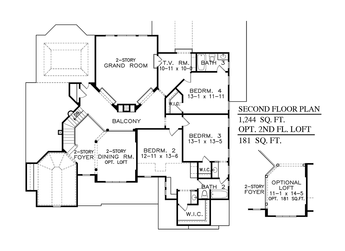 New American Style Traditional Level Two of Plan 81605