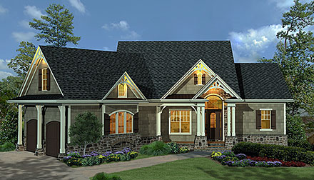 Craftsman Farmhouse New American Style Elevation of Plan 81609