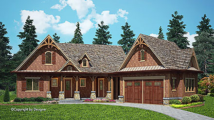Country Craftsman New American Style Traditional Tuscan Elevation of Plan 81611