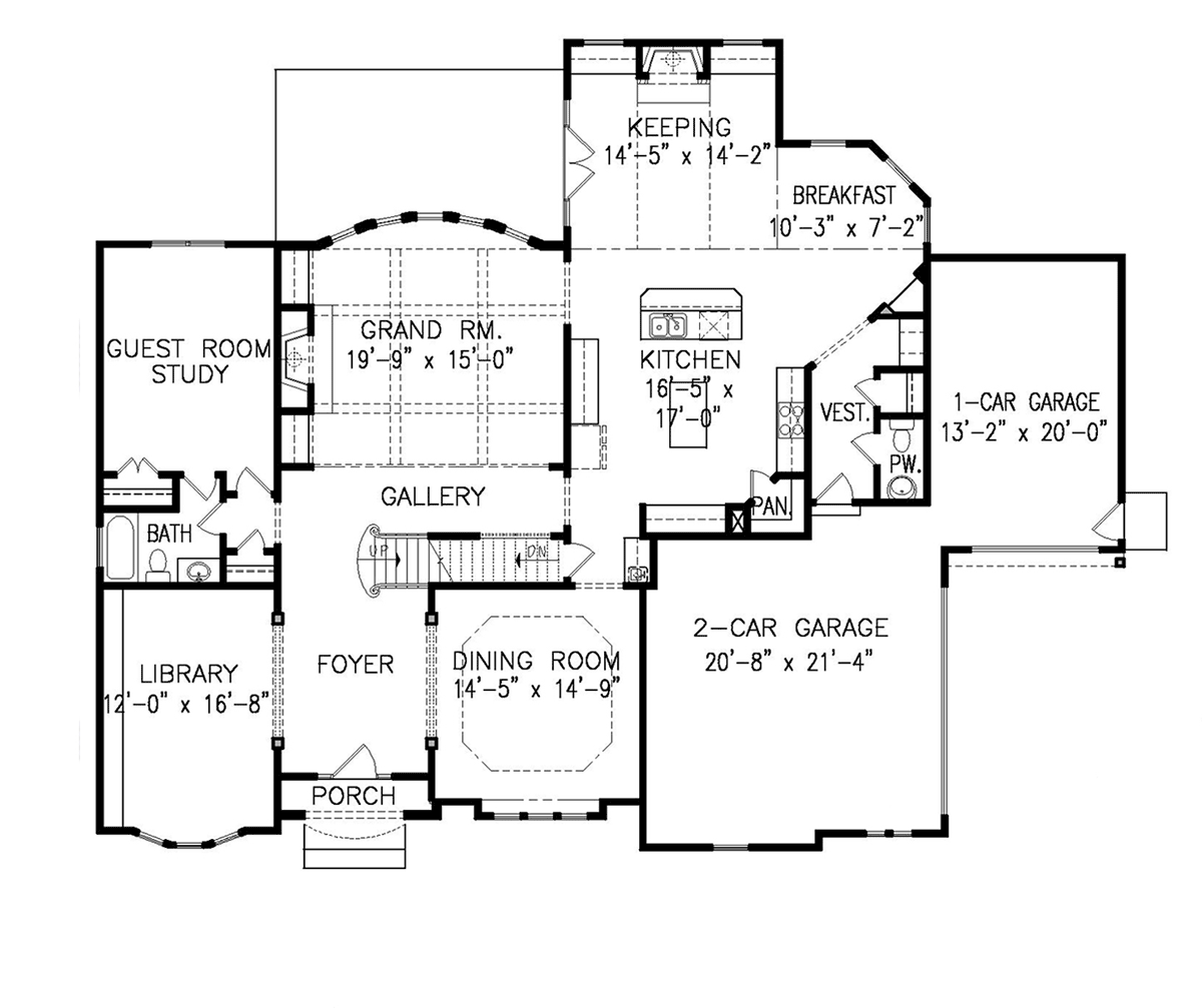 French Country New American Style Traditional Level One of Plan 81614