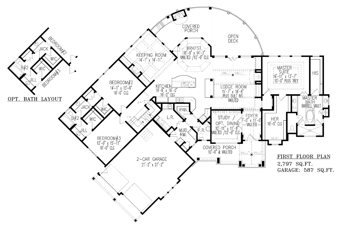 Craftsman New American Style Ranch Level One of Plan 81615