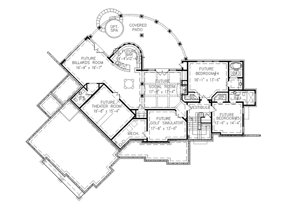 Craftsman New American Style Tuscan Lower Level of Plan 81616