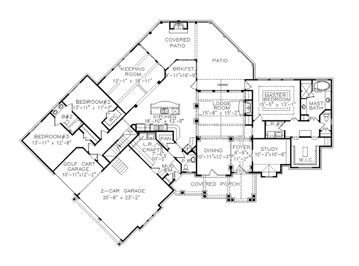 Country Craftsman Farmhouse New American Style Southern Level One of Plan 81617
