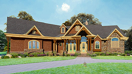 Country Craftsman Farmhouse New American Style Southern Elevation of Plan 81617