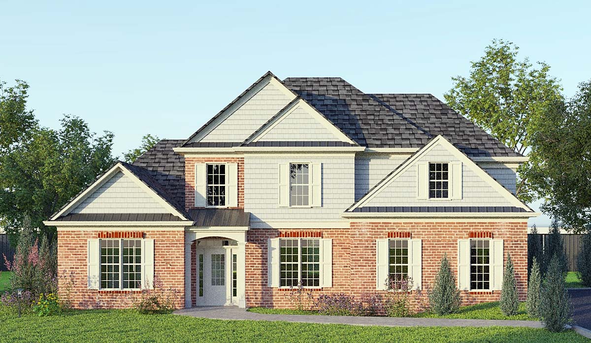 Traditional Plan with 2032 Sq. Ft., 3 Bedrooms, 3 Bathrooms, 2 Car Garage Elevation