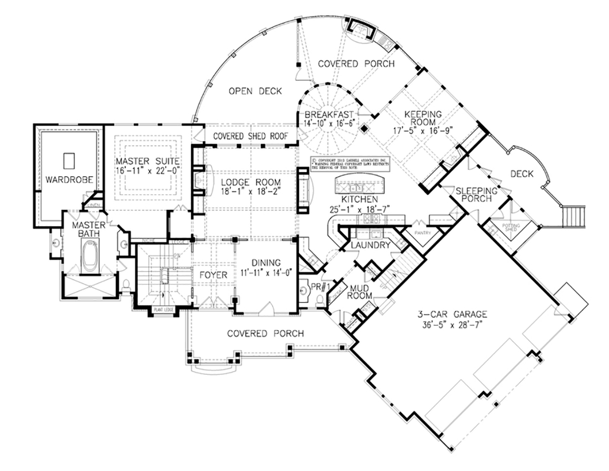 Craftsman Farmhouse New American Style Level One of Plan 81619