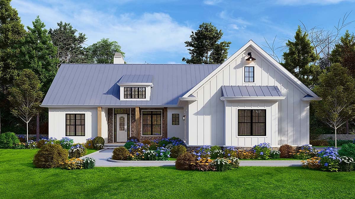 Country, Farmhouse Plan with 2064 Sq. Ft., 3 Bedrooms, 3 Bathrooms, 2 Car Garage Elevation