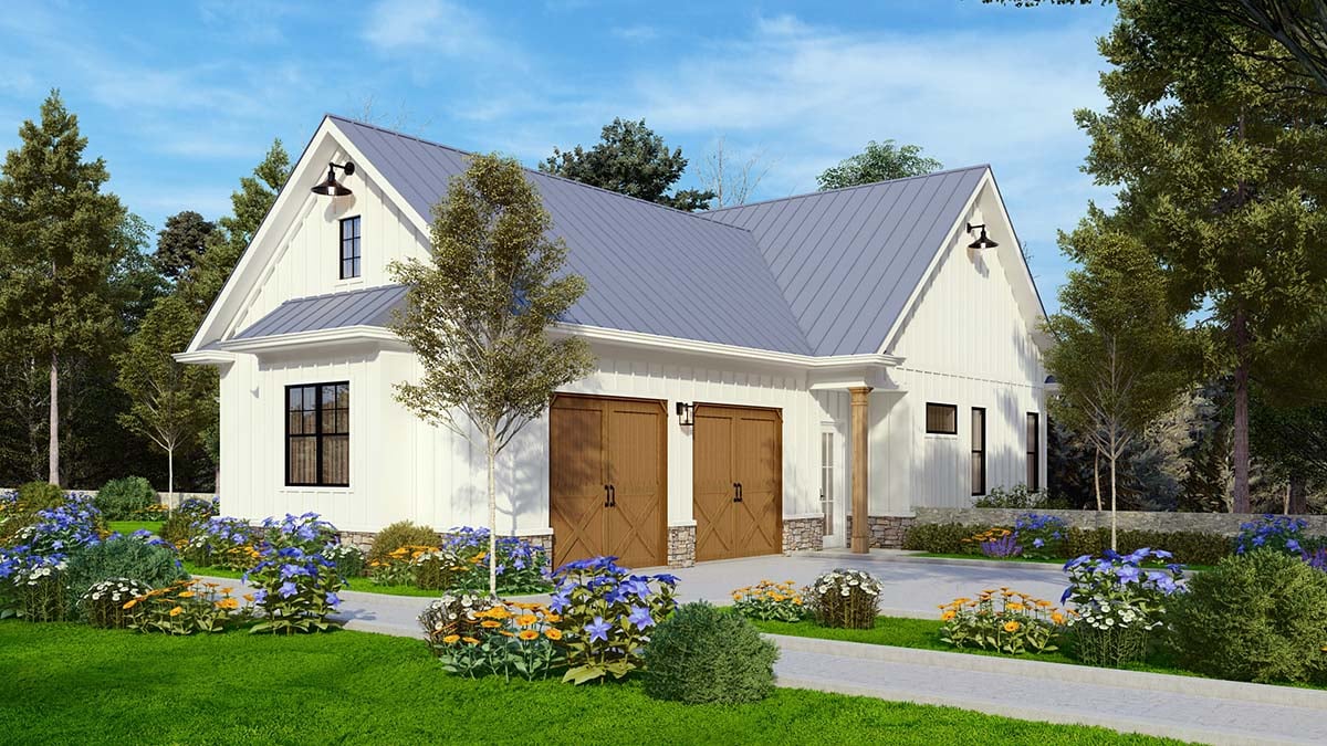 Country, Farmhouse Plan with 2064 Sq. Ft., 3 Bedrooms, 3 Bathrooms, 2 Car Garage Picture 2