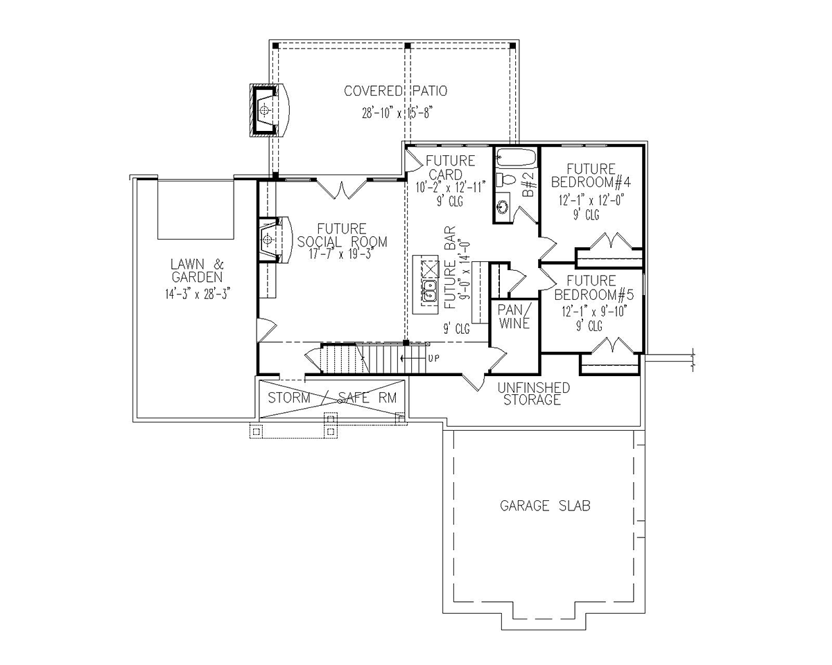Country Farmhouse Traditional Lower Level of Plan 81621