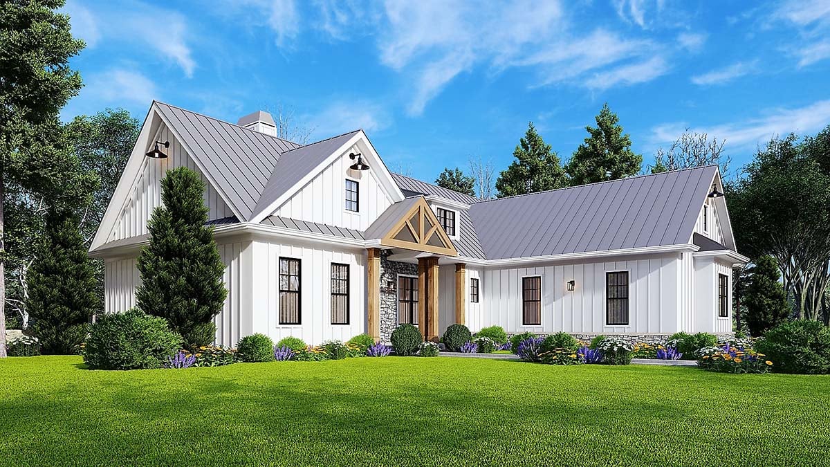 Country, Farmhouse, New American Style, Traditional Plan with 1800 Sq. Ft., 3 Bedrooms, 3 Bathrooms, 2 Car Garage Picture 3