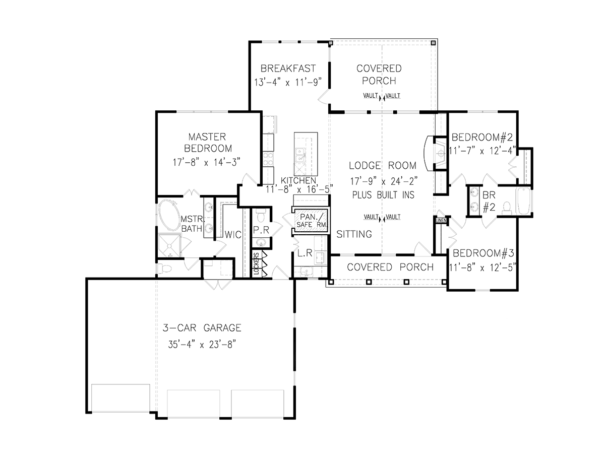 Craftsman Ranch Level One of Plan 81622