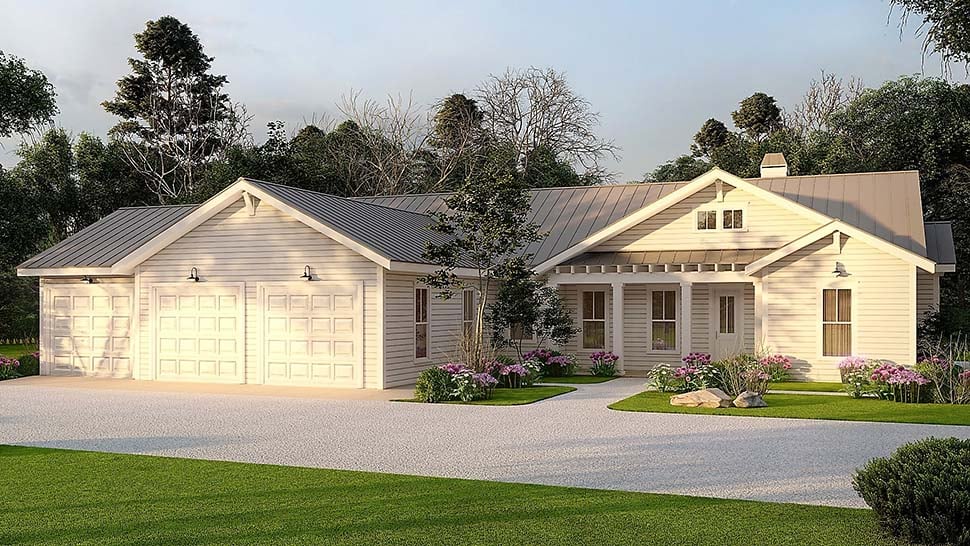 Craftsman, Ranch Plan with 1946 Sq. Ft., 3 Bedrooms, 3 Bathrooms, 3 Car Garage Picture 5