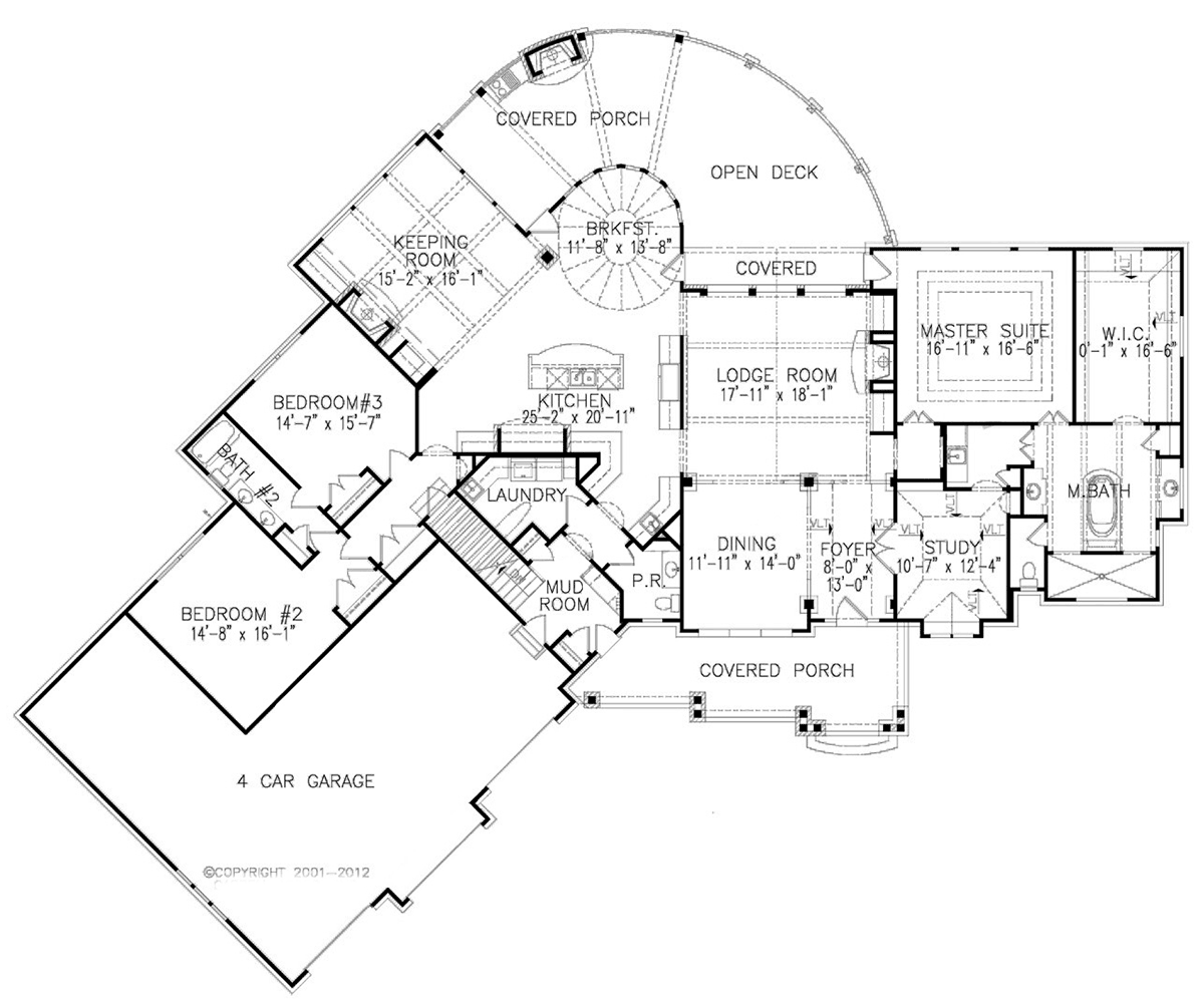 Craftsman Farmhouse New American Style Tuscan Level One of Plan 81624