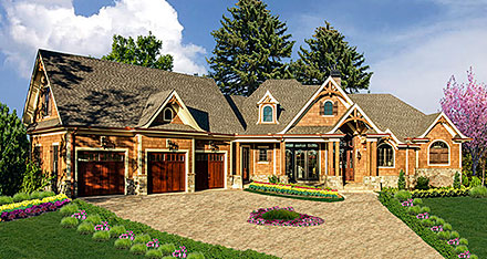 Craftsman Farmhouse New American Style Tuscan Elevation of Plan 81624