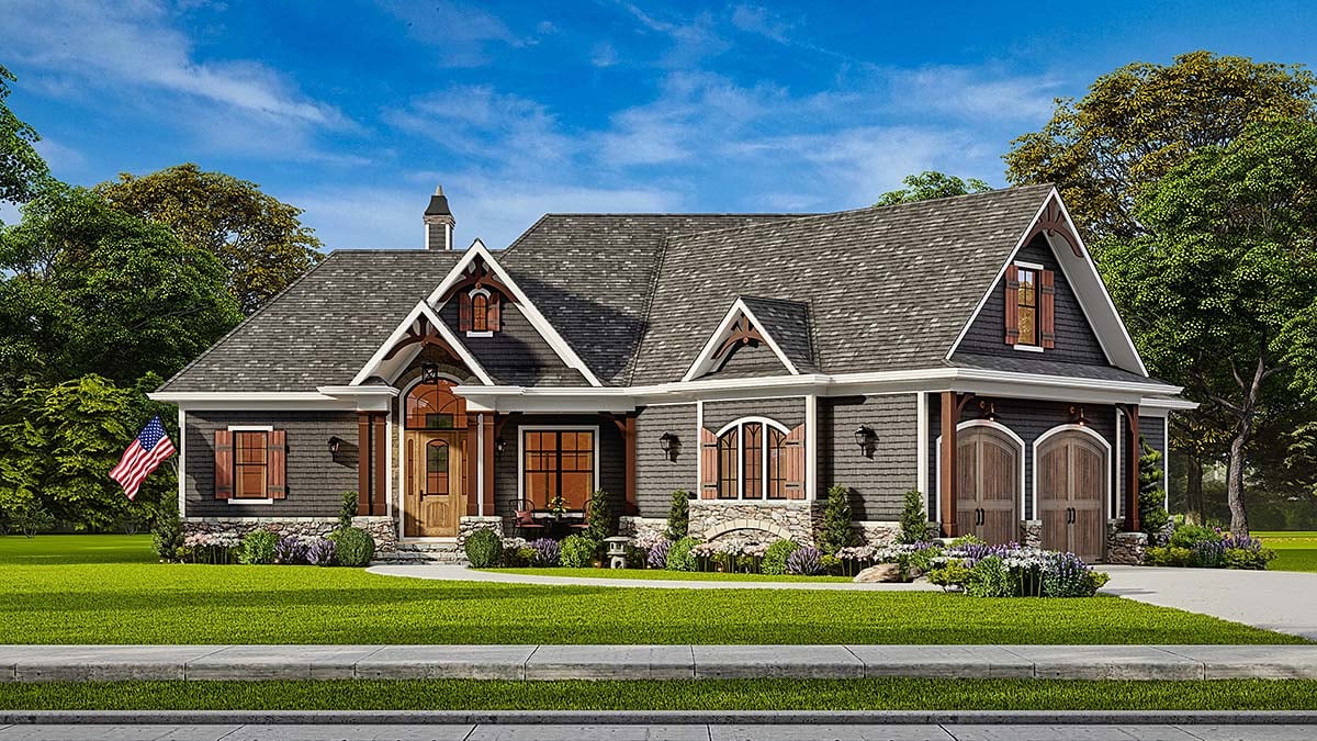 Farmhouse Plan with 1873 Sq. Ft., 3 Bedrooms, 3 Bathrooms, 2 Car Garage Elevation