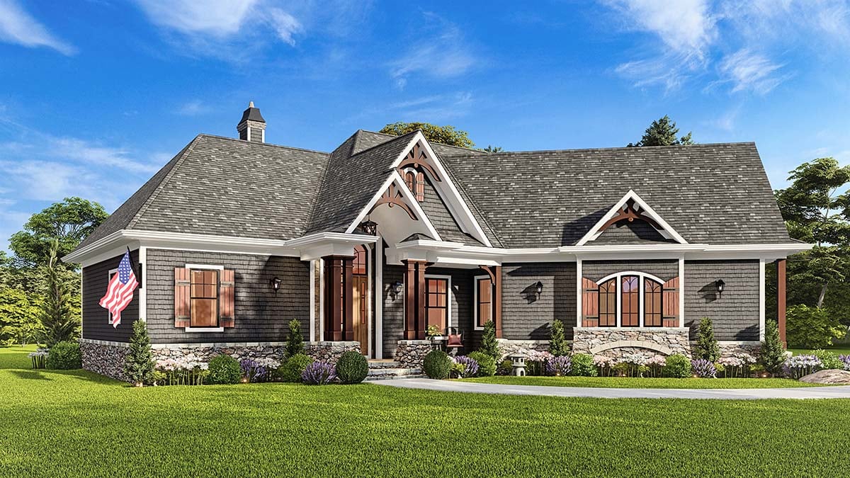 Farmhouse Plan with 1873 Sq. Ft., 3 Bedrooms, 3 Bathrooms, 2 Car Garage Picture 3