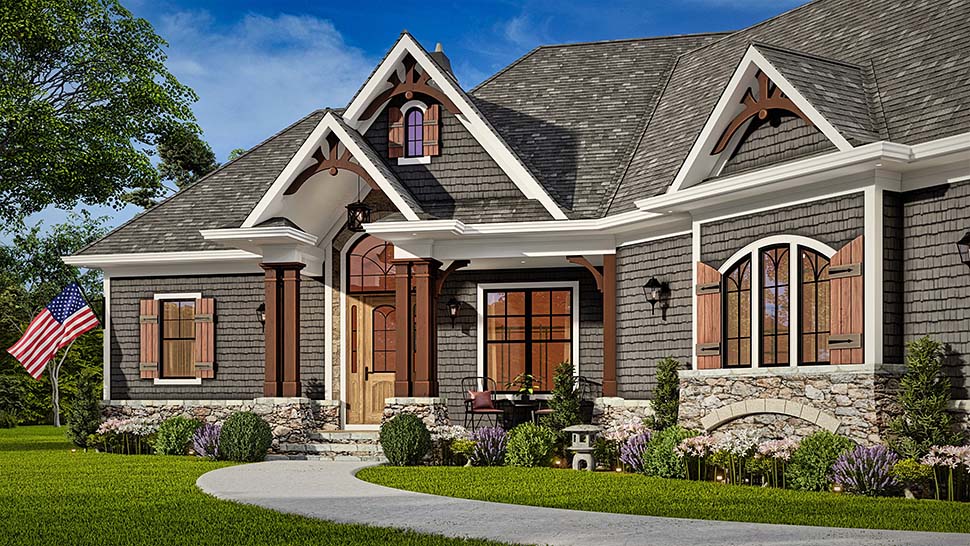 Farmhouse Plan with 1873 Sq. Ft., 3 Bedrooms, 3 Bathrooms, 2 Car Garage Picture 4