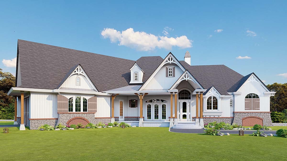 Country, Craftsman, New American Style Plan with 3137 Sq. Ft., 3 Bedrooms, 3 Bathrooms, 2 Car Garage Elevation