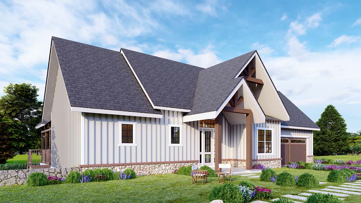 Country, Farmhouse Plan with 2484 Sq. Ft., 4 Bedrooms, 3 Bathrooms, 2 Car Garage Picture 3