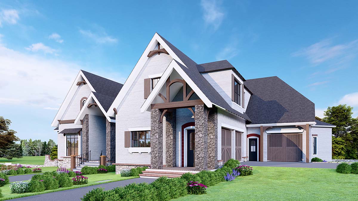 European, Traditional Plan with 6070 Sq. Ft., 6 Bedrooms, 6 Bathrooms, 3 Car Garage Picture 2