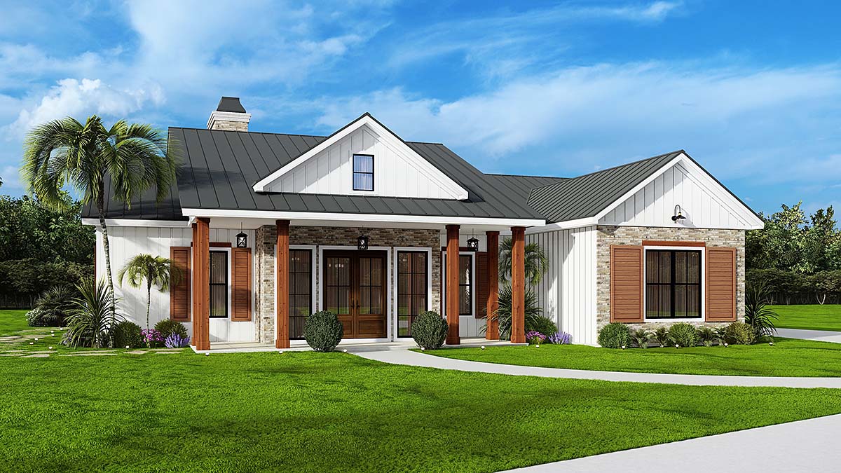 Coastal, Craftsman, Ranch Plan with 2121 Sq. Ft., 3 Bedrooms, 2 Bathrooms, 2 Car Garage Elevation