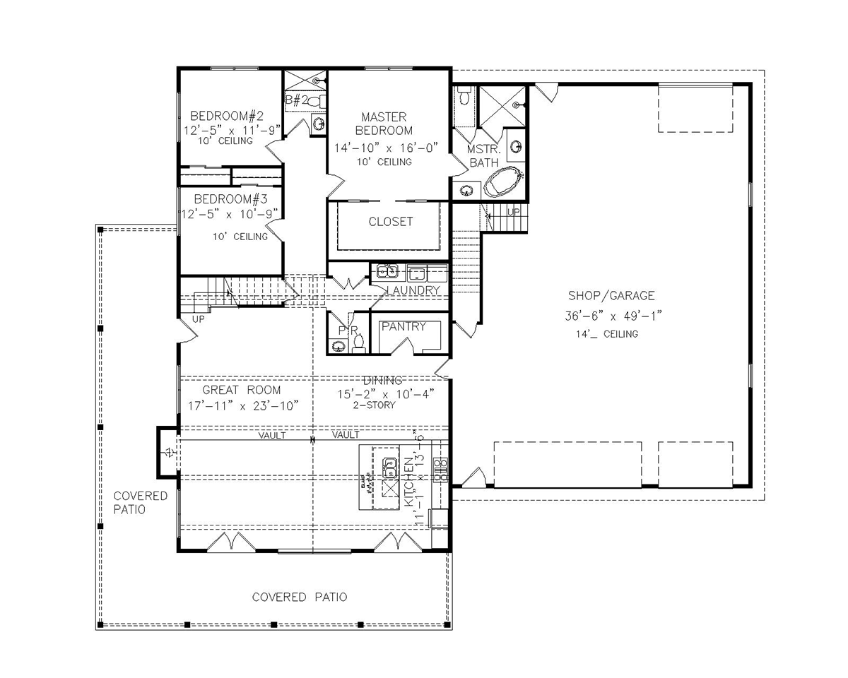 Barndominium Level One of Plan 81639