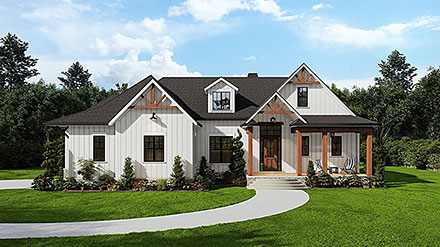 Farmhouse New American Style Elevation of Plan 81641