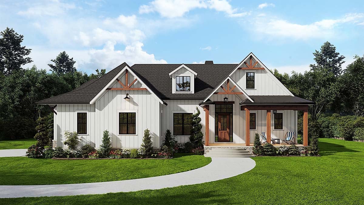 Farmhouse, New American Style Plan with 2379 Sq. Ft., 3 Bedrooms, 3 Bathrooms, 2 Car Garage Elevation