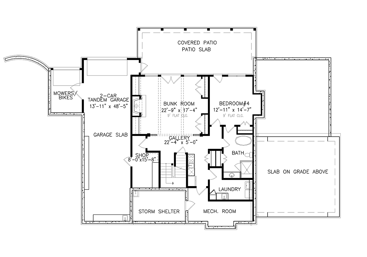Country Farmhouse New American Style Traditional Lower Level of Plan 81645