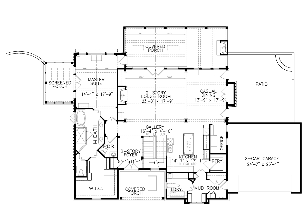 Country Farmhouse New American Style Traditional Level One of Plan 81645