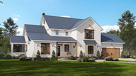 Country Farmhouse New American Style Traditional Elevation of Plan 81645