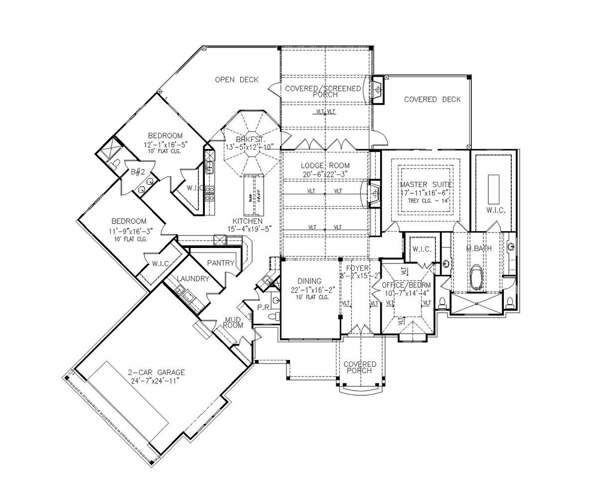 Contemporary Craftsman New American Style Level One of Plan 81646