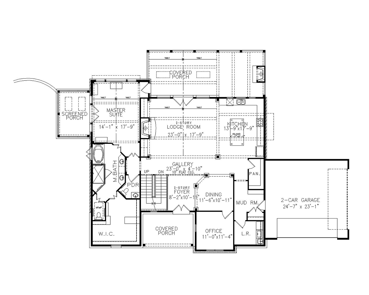 Farmhouse New American Style Traditional Level One of Plan 81647