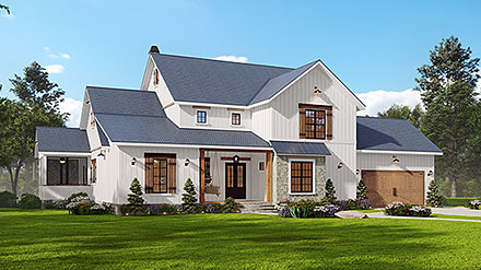 Farmhouse New American Style Traditional Elevation of Plan 81647